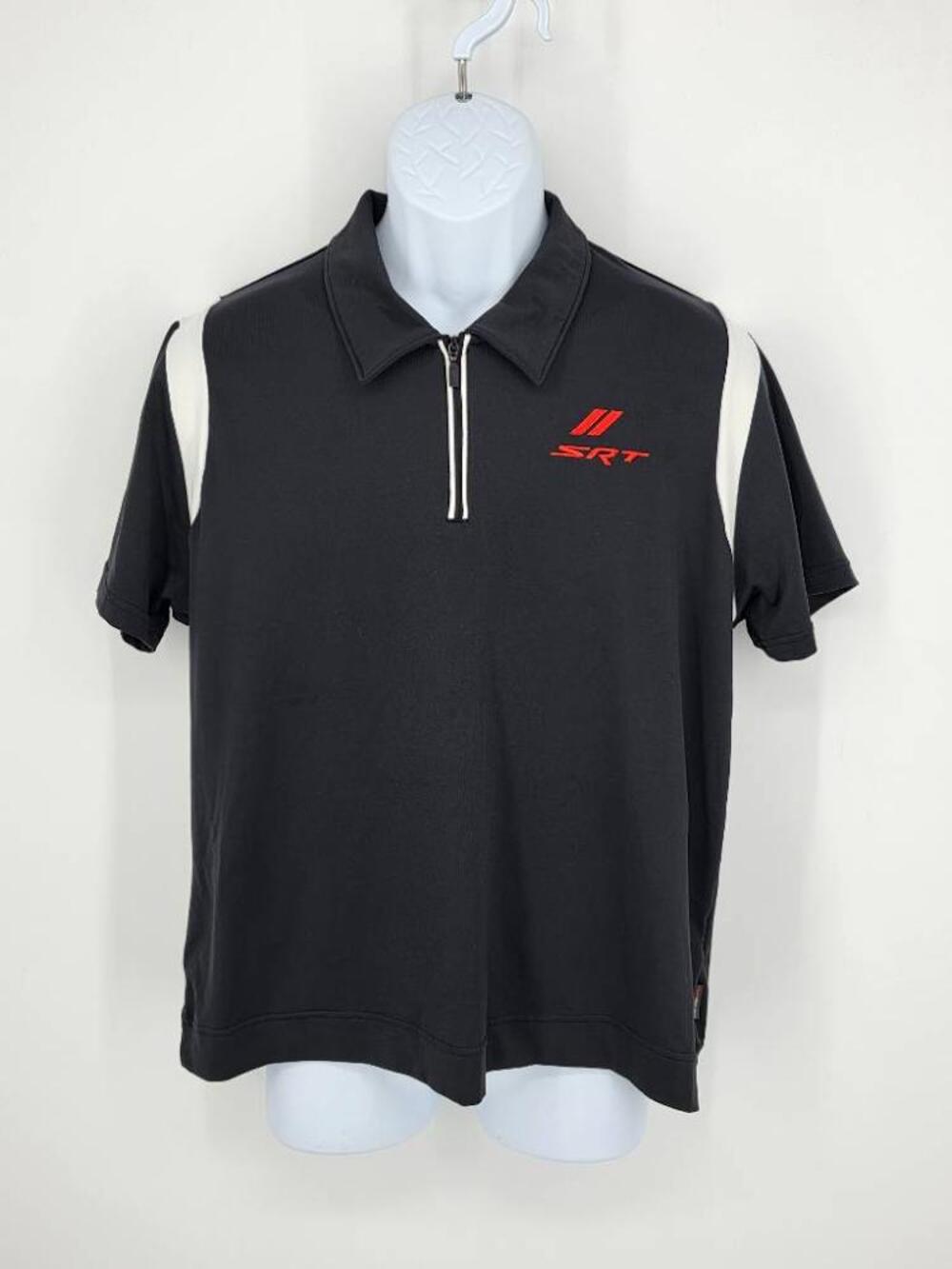 Dodge SRT Quarter Zip Polo Shirt Black Red Racing Graphic Mopar Men Size XL